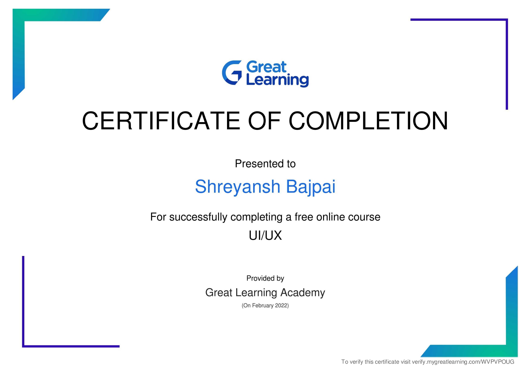  grat learning certificate